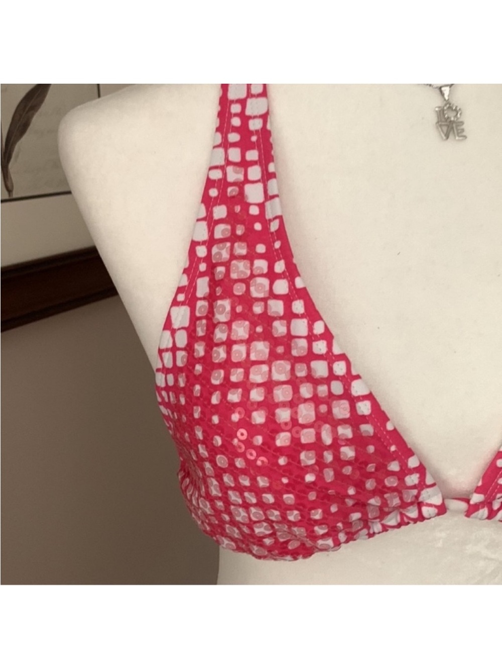 Pink Light Sequins Halter Tie Top Only - Picture 4 of 13
